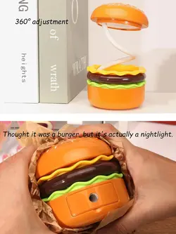چراغ مطالعه و خواب تراش دار طرح همبرگر