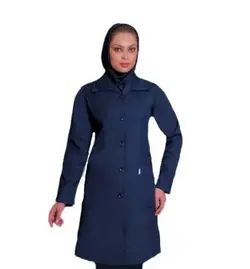 مانتو آزمایشگاهی زنانه یقه شکاری سرمه ای
