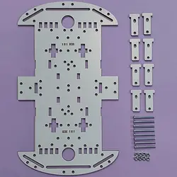 شاسی ربات حرفه‌ای چهار چرخ 4WD با جنس mdf سه میلی‌متر