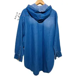 شومیز زنانه بلند ( مانتو ) کلاه دار لی کد 10304