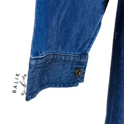 شومیز لی زنانه بلند ( مانتو لی ) کد 1314 آبی تیره