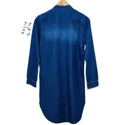 شومیز لی زنانه بلند ( مانتو لی ) کد 1314 آبی تیره