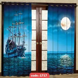 پرده پانچی تصویری طرح کشتی و دریا کد S-1717