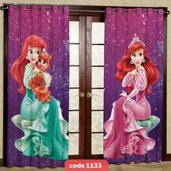 پرده پانچی اتاق کودک مدل پری دریایی کد S-1133
