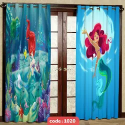 پرده پانچی اتاق کودک مدل پری دریایی کد S-1020