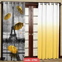 پرده پانچی چاپی طرح ایفل و چتر (با رنگ بندی)