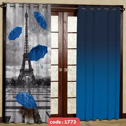 پرده پانچی چاپی طرح ایفل و چتر (با رنگ بندی)