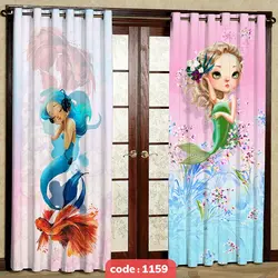 پرده پانچی اتاق کودک مدل دخترانه پری دریایی کد S-1159
