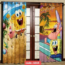 پرده پانچی اتاق کودک مدل باب اسفنجی کد S-1015