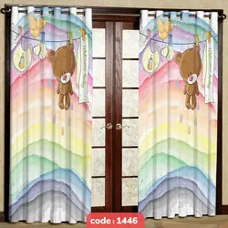 پرده پانچی اتاق کودک مدل خرس Welcome baby کد S-1446