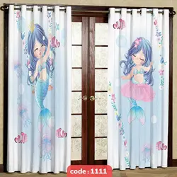 پرده پانچی اتاق کودک مدل پری دریایی کد S-1111