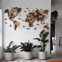 نقشه جهان پازلی رنگ چوب مات