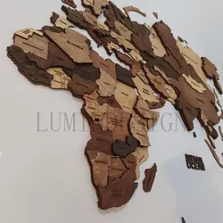 نقشه جهان پازلی رنگ چوب مات