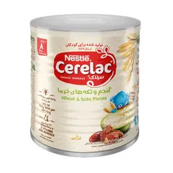 سرلاک گندم و تکه های خرما به همراه شیر نستله (کودکان از پایان 8 ماهگی) 400 گرم