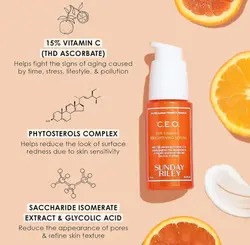 سرم ویتامین سی روشن کننده پوست ساندی ریلی C.E.O.15%VITAMIN C  BRIGHTENING SERUM SUNDAY RILEY