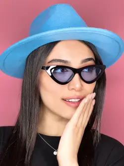 عینک آفتابی مارک زنانه گوچی یووی 400 آبی گربه ای