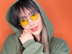 عینک گرد چند ضلعی فرم فلزی زرد
