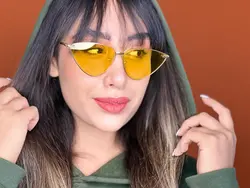 عینک آفتابی زنانه مدل مثلثی زرد گوچی