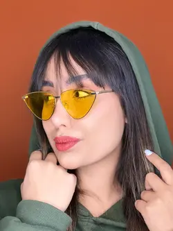 عینک آفتابی زنانه مدل مثلثی زرد گوچی