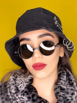 عینک آفتابی زنانه مشکی گرد چنل