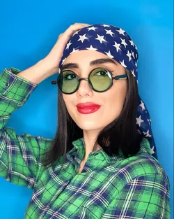 عینک آفتابی زنانه گرد خاص چنل عدسی سبز