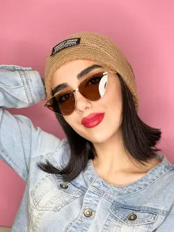 عینک زنانه مثلثی قهوه ای برند گوچی