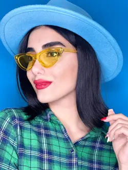 عینک آفتابی دید در شب دخترانه گوچی مثلثی زرد