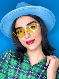 عینک آفتابی دید در شب دخترانه گوچی مثلثی زرد