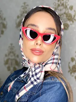 عینک آفتابی اورجینال زنانه گربه ای مثلثی قرمز چنل