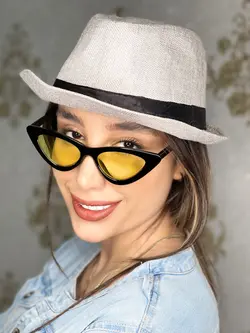 عینک آفتابی اورجینال زنانه زرد مثلثی چنل گربه ای