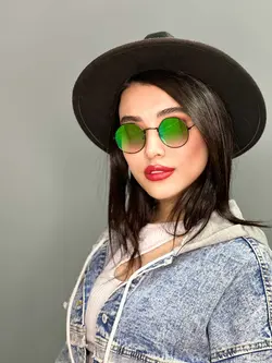 عينک آفتابی گرد سبز دخترانه ری بن a143