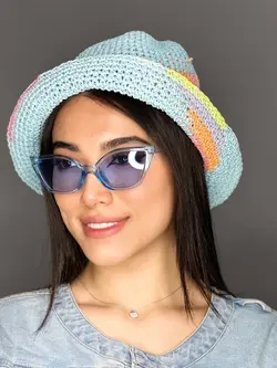 عینک دودی استاندارد زنانه برند گوچی آبی v25 یووی 400