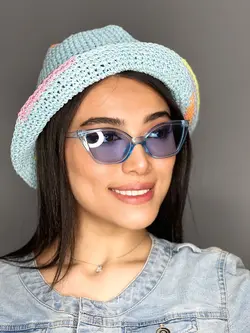 عینک دودی استاندارد زنانه برند گوچی آبی v25 یووی 400