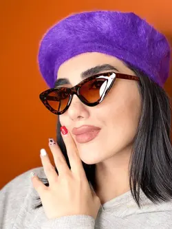 عینک افتابی زنانه جدید مثلثی یووی 400 قهوه ای پلنگی