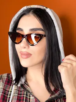 عینک افتابی زنانه جدید مثلثی یووی 400 قهوه ای پلنگی