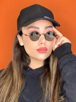 عینک افتابی زنانه گرد چند ضلعی مشکی نقره ای  فشن جدید