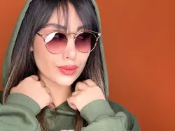 عینک زنانه فرم فلزی ابرودار بادمجونی عدسی پلی کربنات
