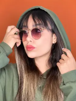 عینک زنانه فرم فلزی ابرودار بادمجونی عدسی پلی کربنات