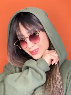 عینک زنانه فرم فلزی ابرودار بادمجونی عدسی پلی کربنات