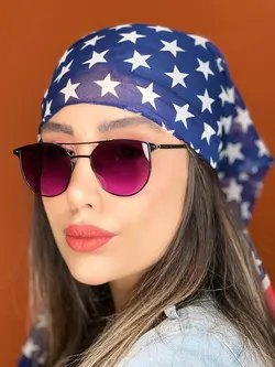 عینک افتابی پلی کربنات دو پل دکمه دار بنفش تیره