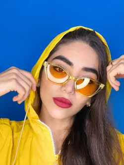 عینک زنانه گربه ای کائوچوی فشن استایل زرد