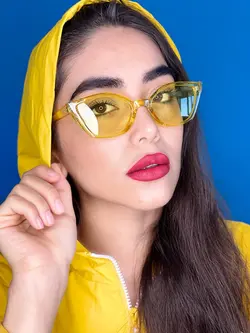 عینک زنانه گربه ای کائوچوی فشن استایل زرد