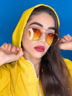 عینک افتابی زنانه پلی کربنات دو پل فرم طلایی