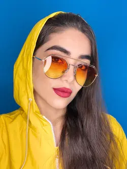 عینک افتابی زنانه پلی کربنات دو پل فرم طلایی