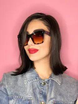 عینک افتابی زنانه کائوچویی سلین قهوه ای فرم کامل پلنگی