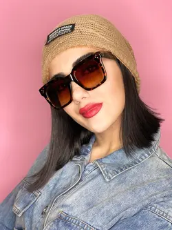 عینک افتابی زنانه کائوچویی سلین قهوه ای فرم کامل پلنگی