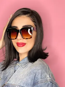 عینک افتابی زنانه کائوچویی سلین قهوه ای فرم کامل پلنگی