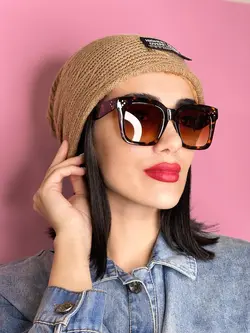 عینک افتابی زنانه کائوچویی سلین قهوه ای فرم کامل پلنگی