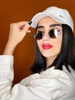 عینک زنانه چند ضلعی عدسی نقره ای