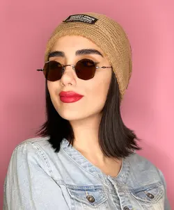 عینک زنانه چند ضلعی قهوه ای  فرم نقره ای